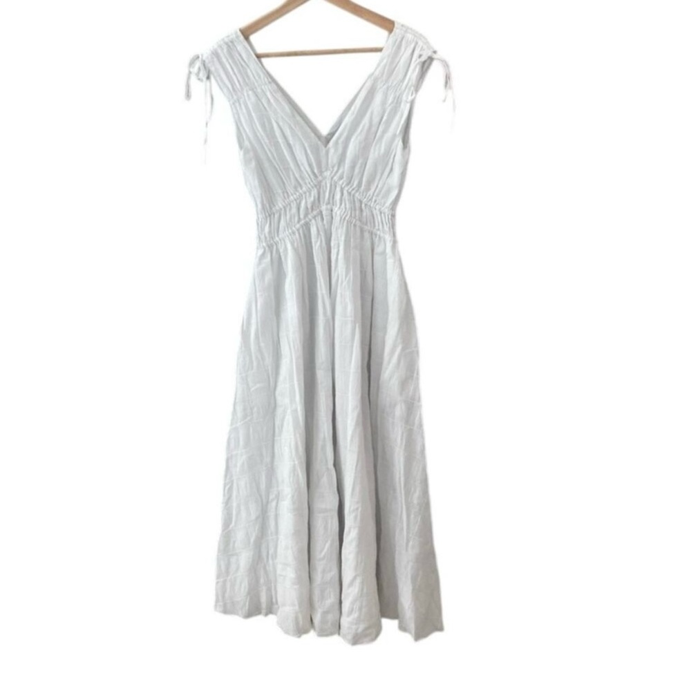 Madewell Sophia Smocked Midi Dress in Windowpane - Eyelet White - Small - VGUC